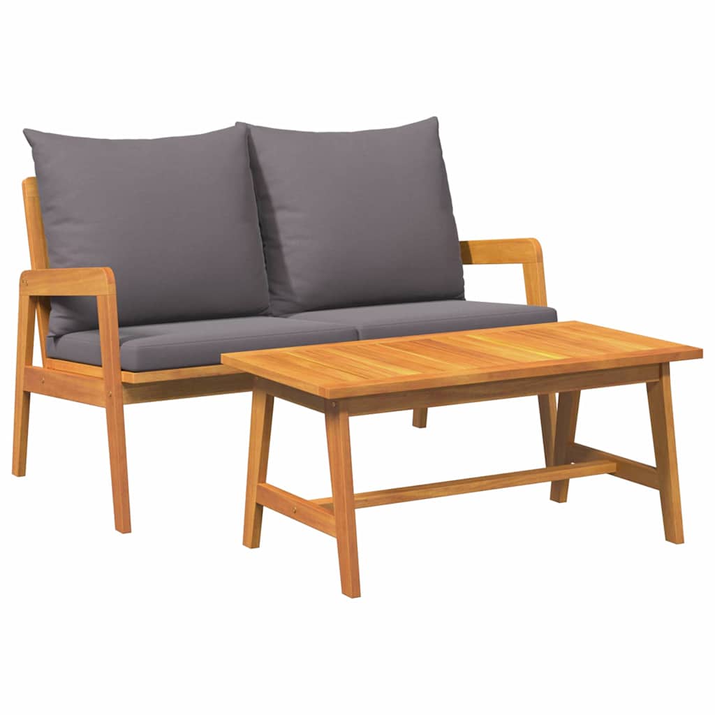 Bistro set s jastukom 2 pcs Prirodna nafta Čvrsto drvo akacije