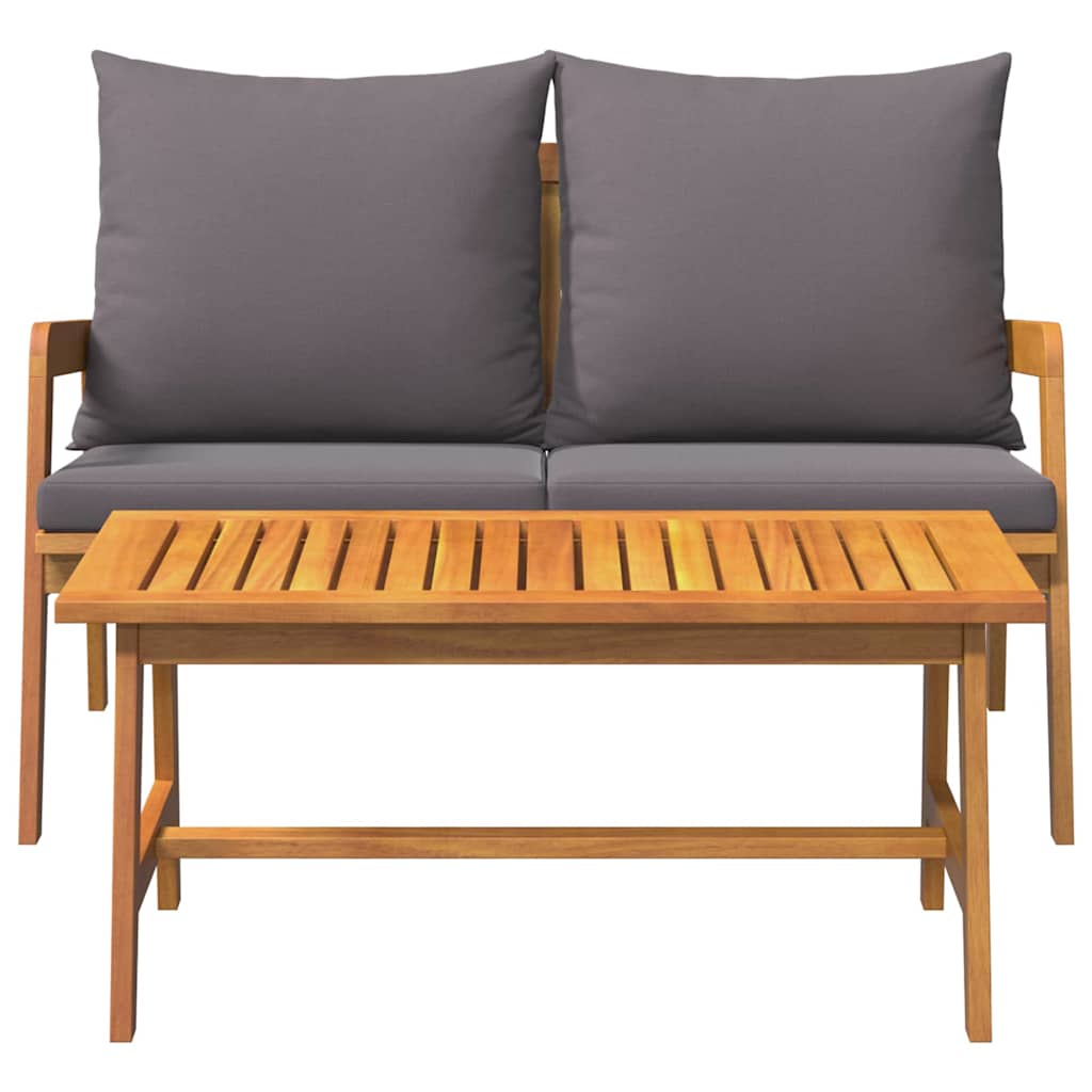 Bistro set s jastukom 2 pcs Prirodna nafta Čvrsto drvo akacije
