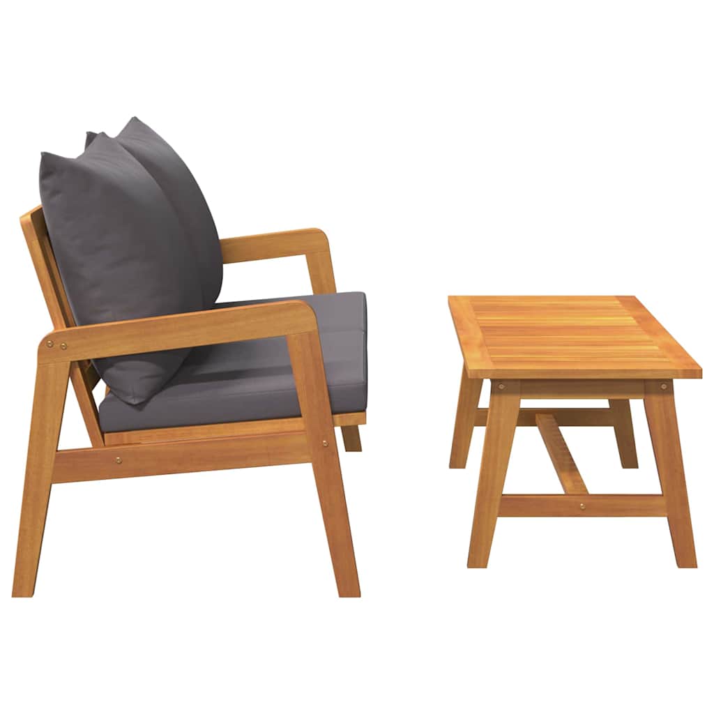 Bistro set s jastukom 2 pcs Prirodna nafta Čvrsto drvo akacije