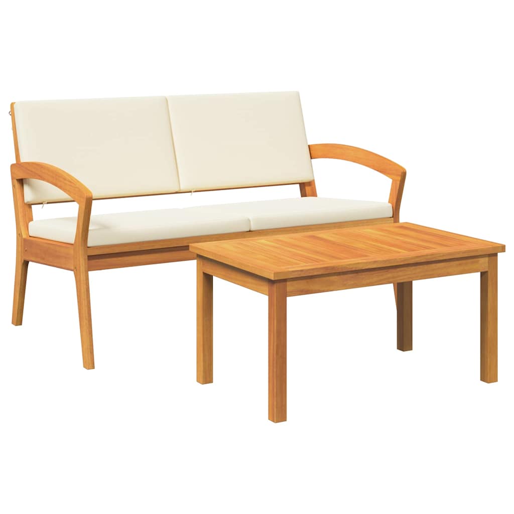Bistro set s jastukom 2 pcs Prirodna nafta Čvrsto drvo akacije