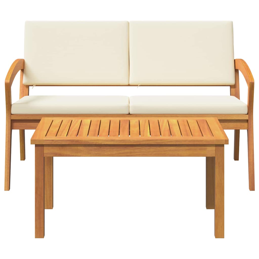 Bistro set s jastukom 2 pcs Prirodna nafta Čvrsto drvo akacije