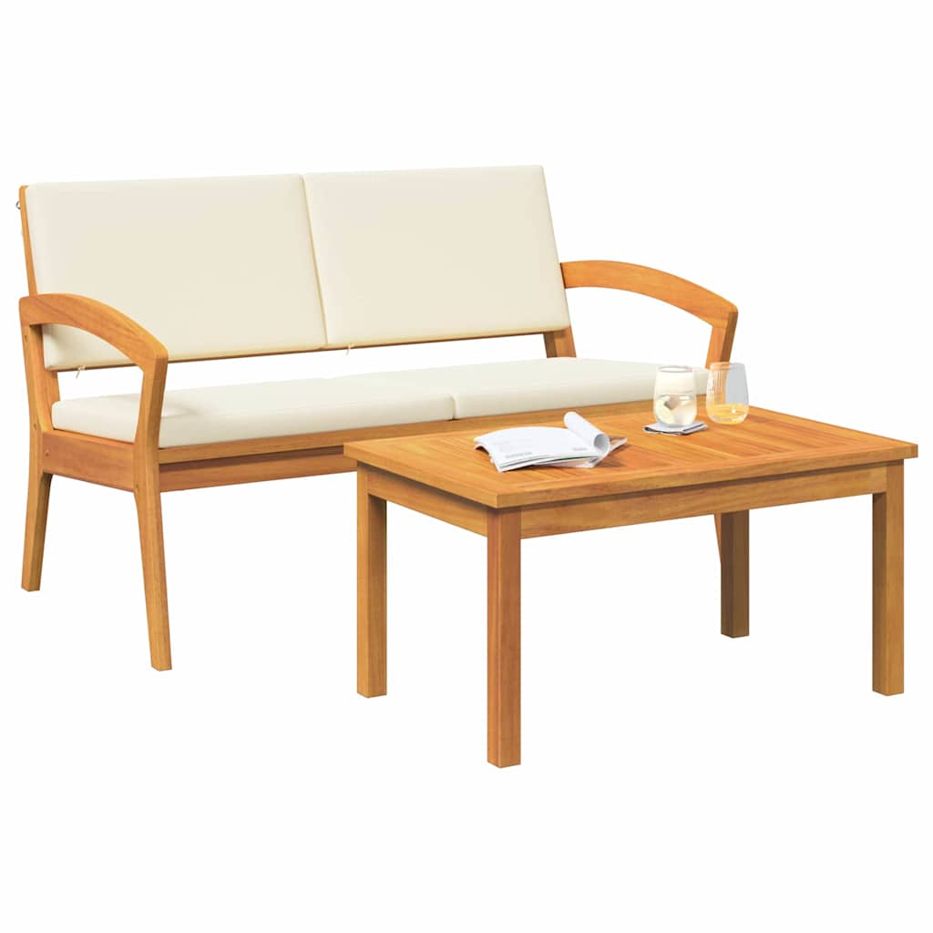 Bistro set s jastukom 2 pcs Prirodna nafta Čvrsto drvo akacije