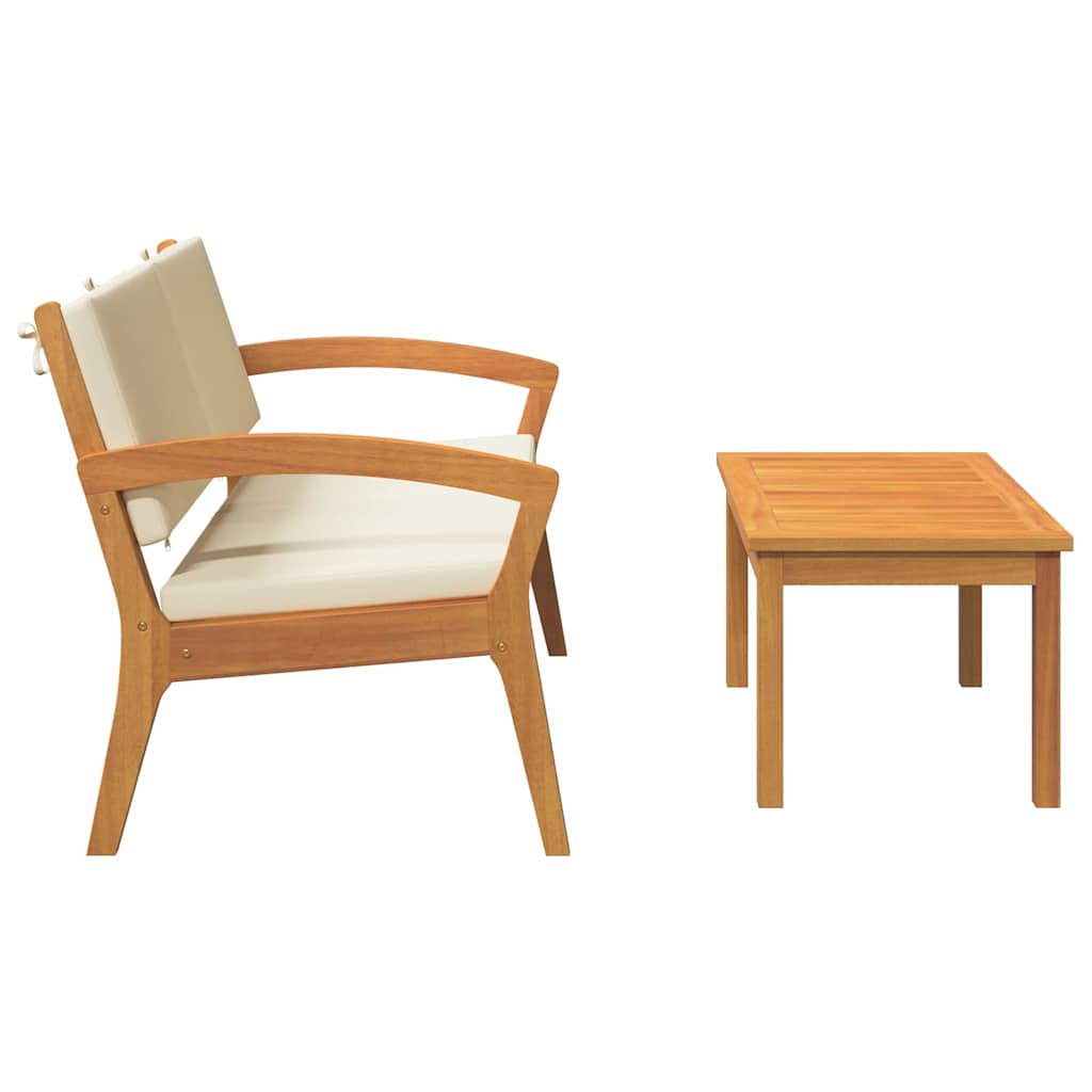 Bistro set s jastukom 2 pcs Prirodna nafta Čvrsto drvo akacije
