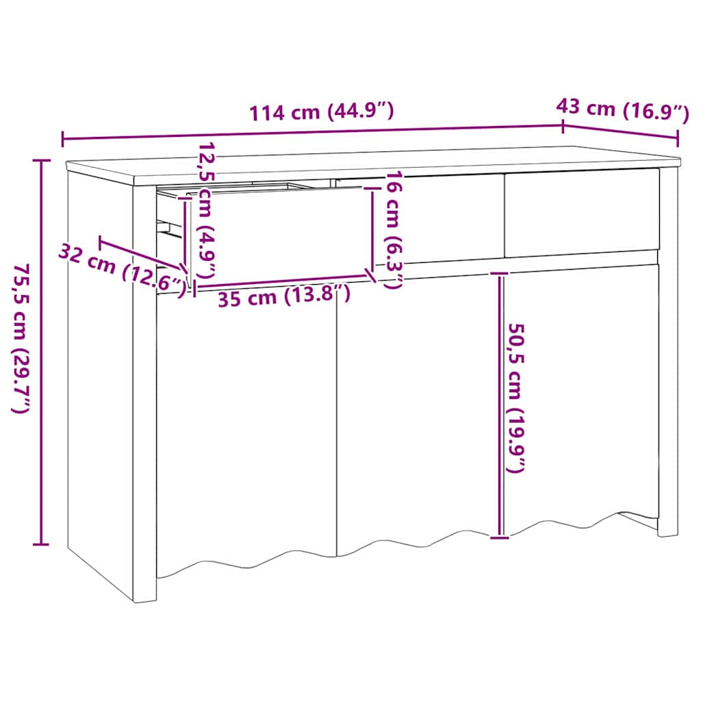 Kreveta Drammen Bijelo 114 x 43 x 75,5 cm Čvrsto borovo drvo