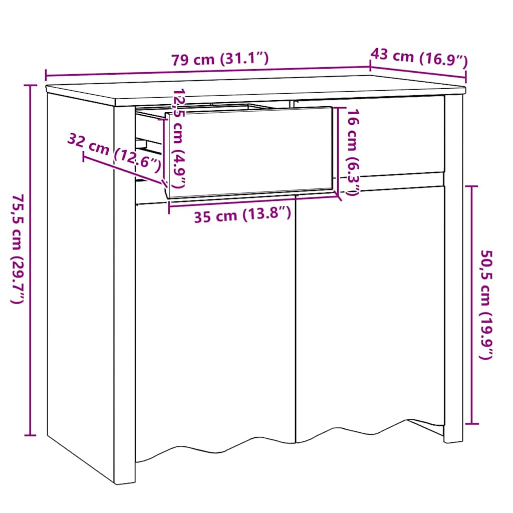 Kreveta Drammen Bijelo 79 x 43 x 75.5 cm Čvrsto borovo drvo