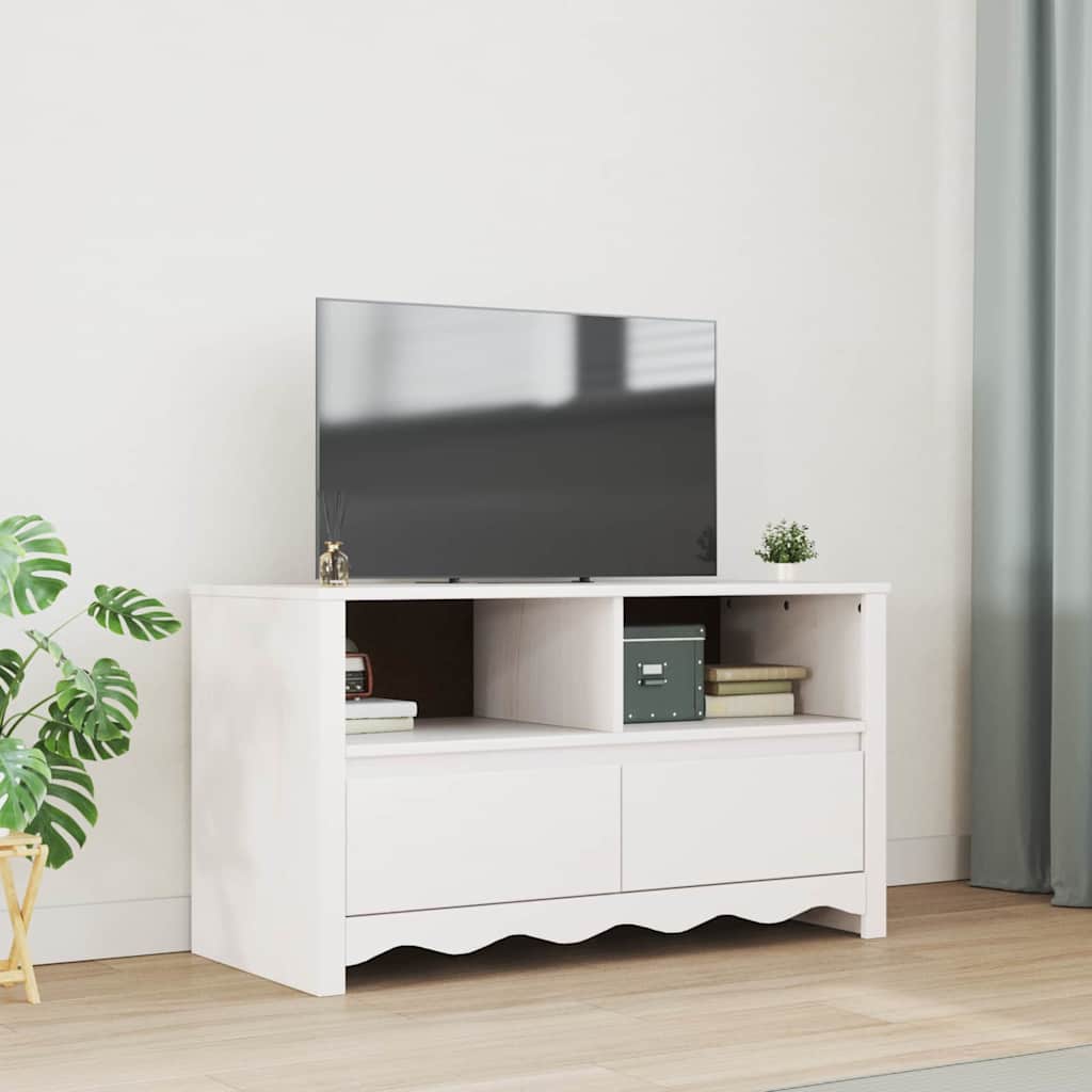 TV ormar Drammen Bijelo 99 x 43 x 55 cm Čvrsto borovo drvo