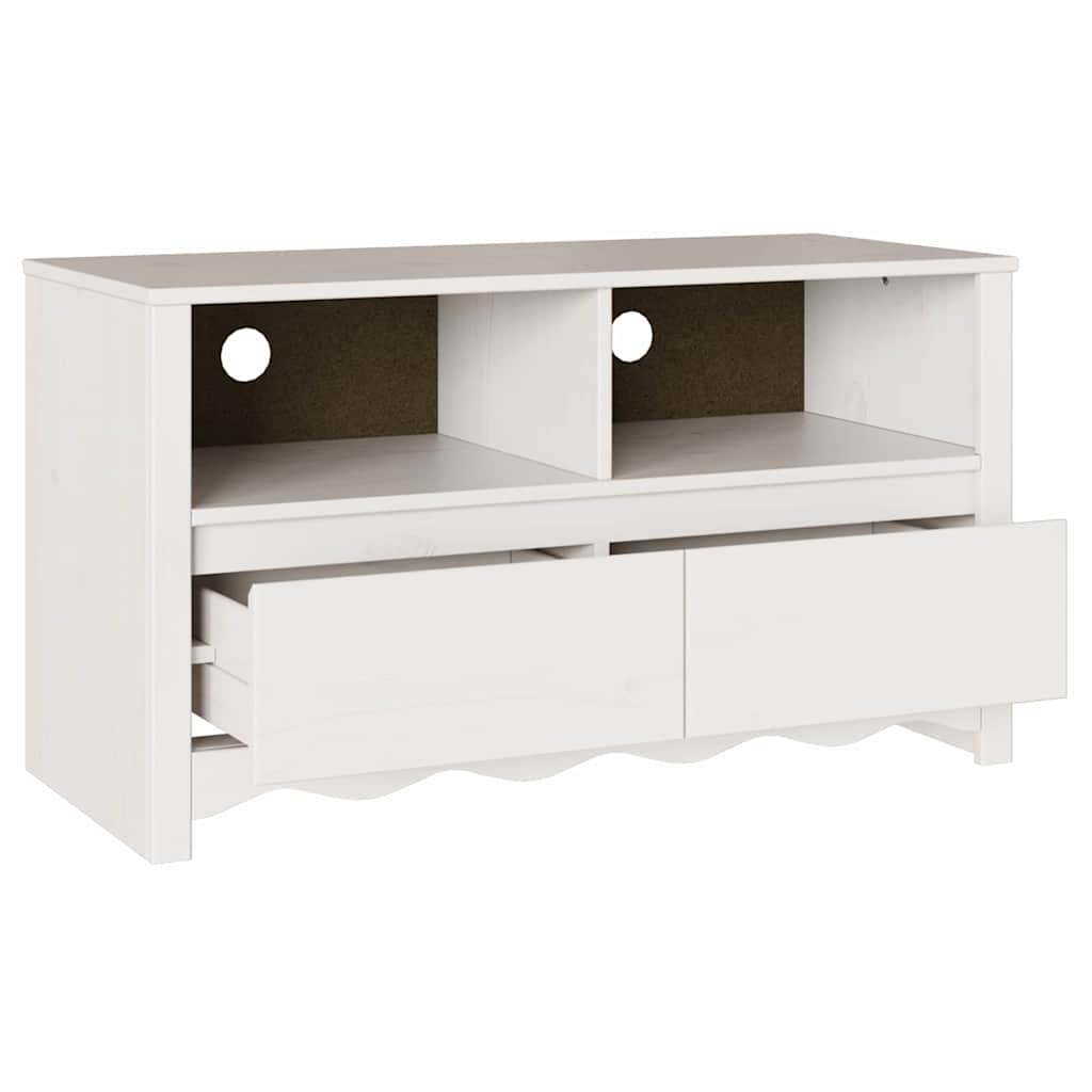 TV ormar Drammen Bijelo 99 x 43 x 55 cm Čvrsto borovo drvo
