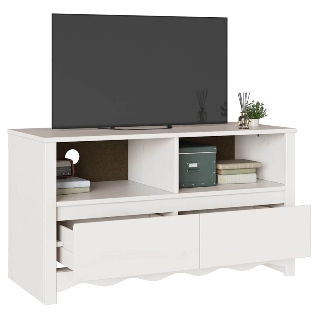 TV ormar Drammen Bijelo 99 x 43 x 55 cm Čvrsto borovo drvo