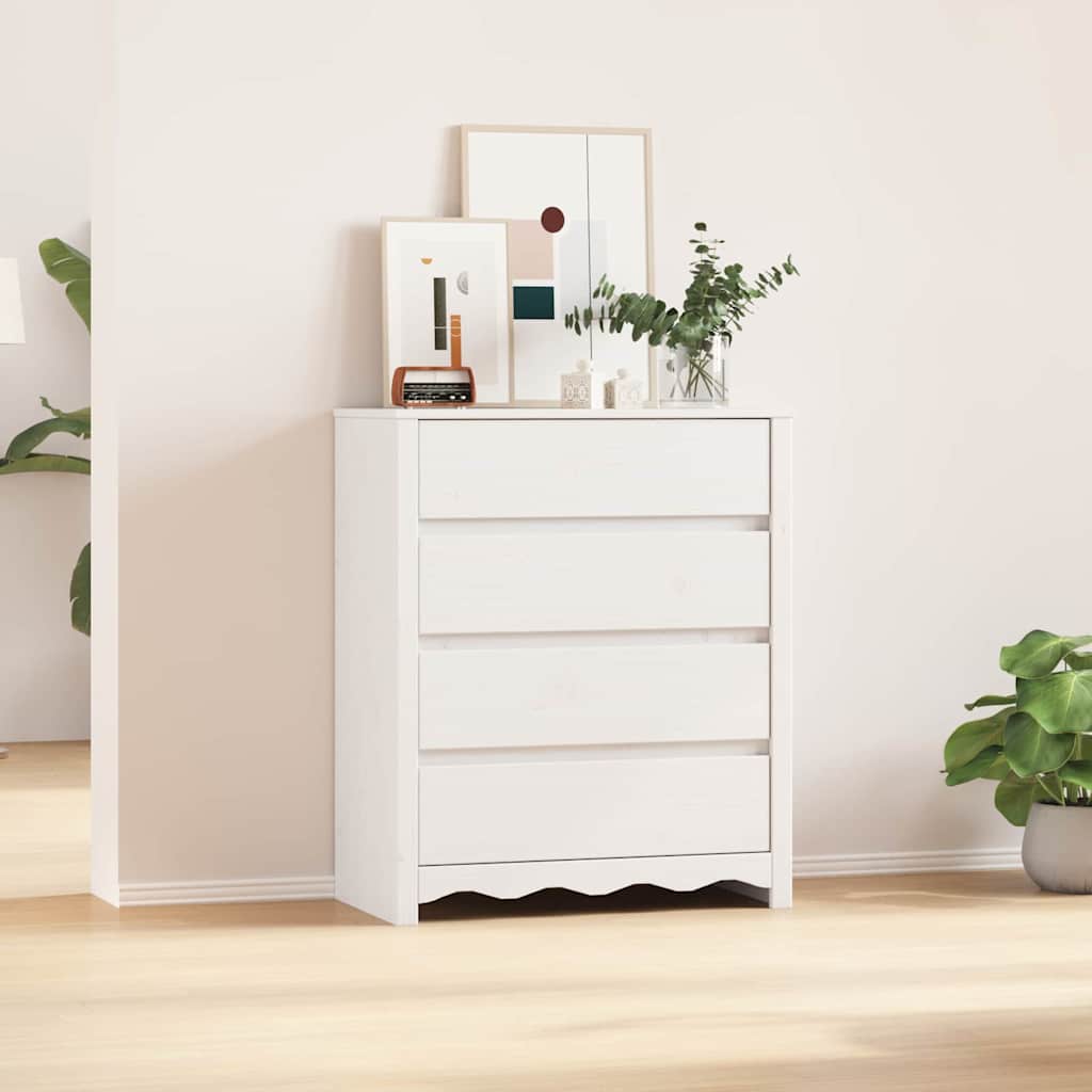 Komoda Drammen Bijelo 76,5 x 40 x 91 cm Čvrsto borovo drvo