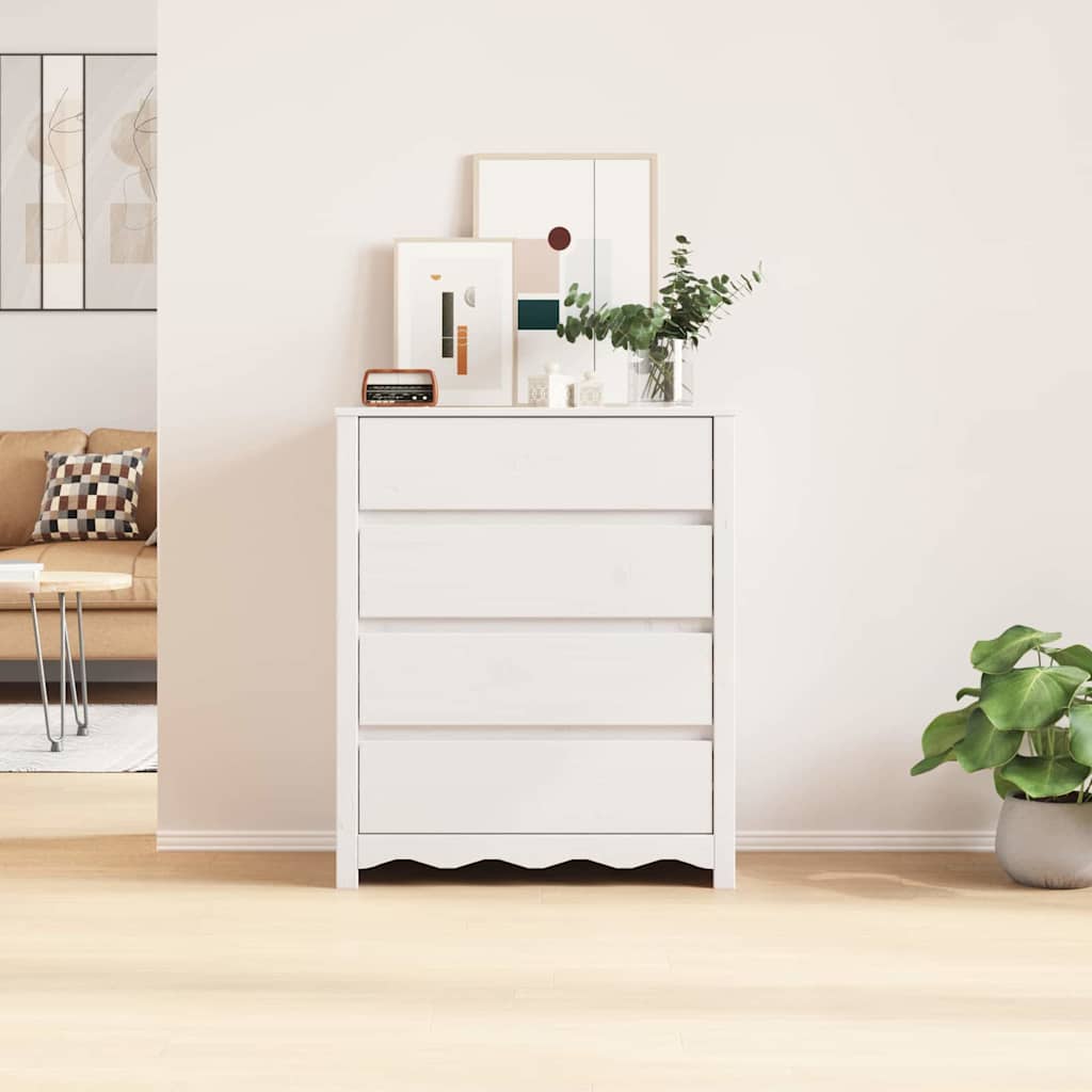 Komoda Drammen Bijelo 76,5 x 40 x 91 cm Čvrsto borovo drvo