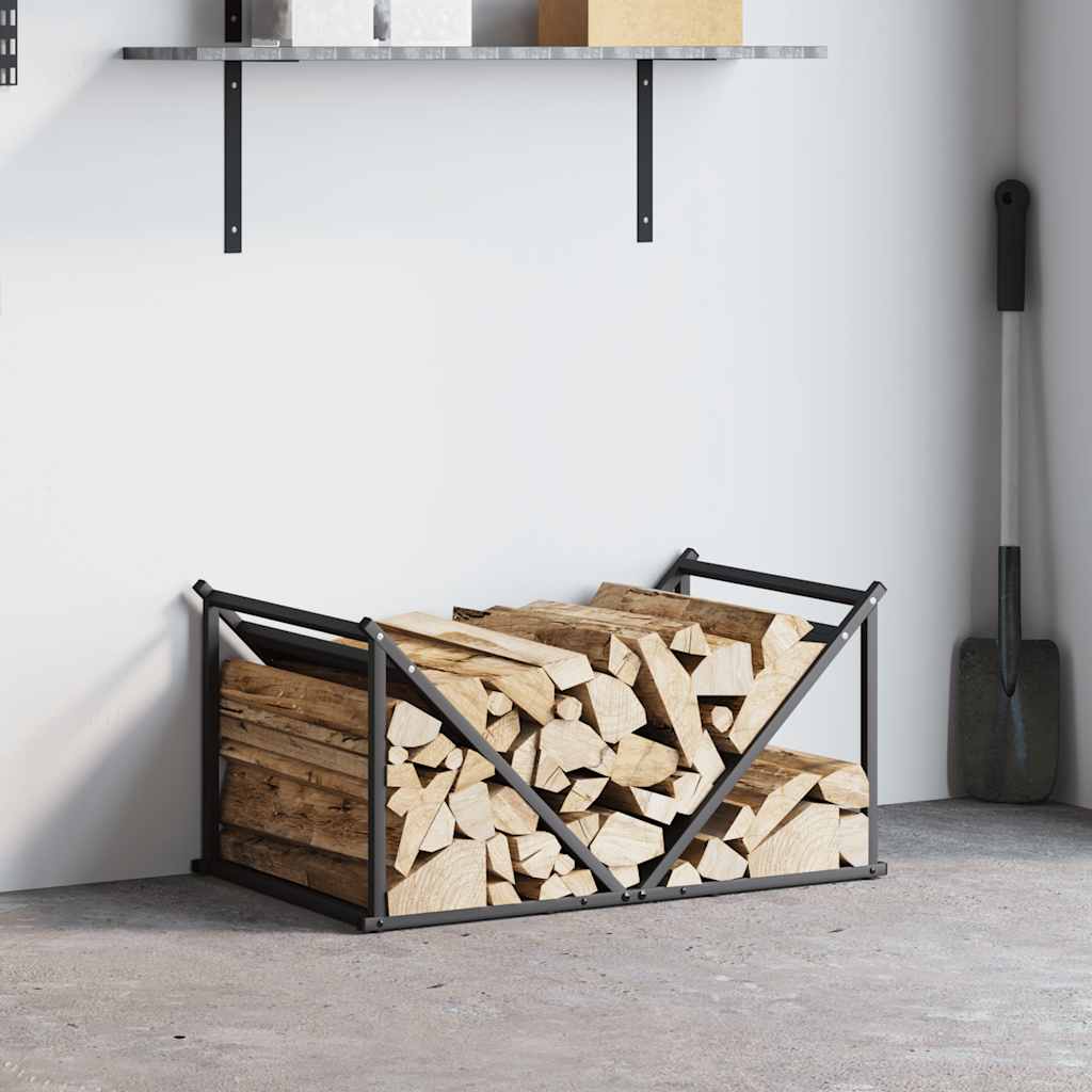 Stalak za drva crni 70x43x34,5 cm hladno valjani čelik