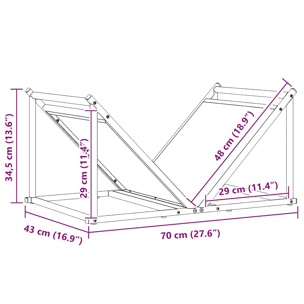 Stalak za drva 70x43x34,5 cm hladno valjani čelik