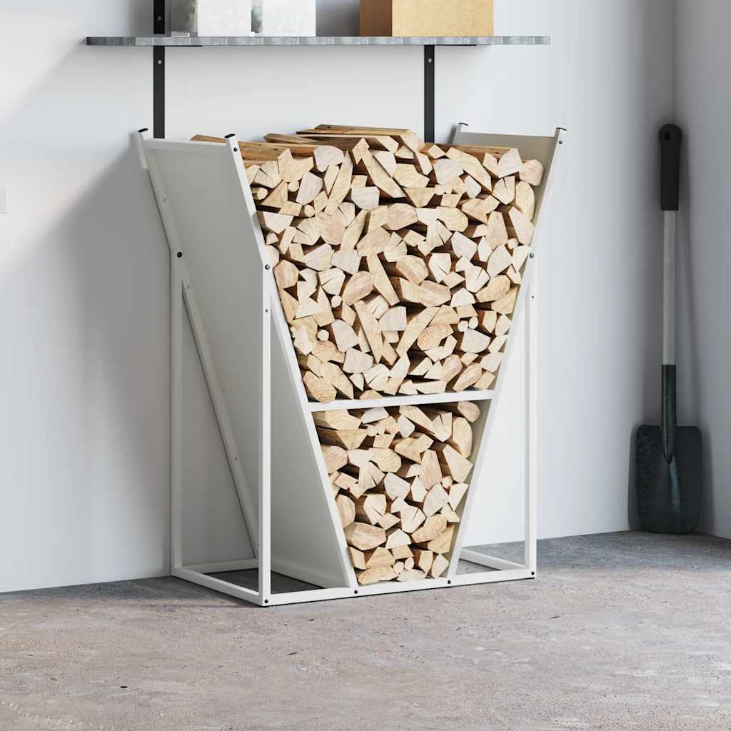 Stalak za drva bijela 69,5x35x81 cm hladno valjani čelik