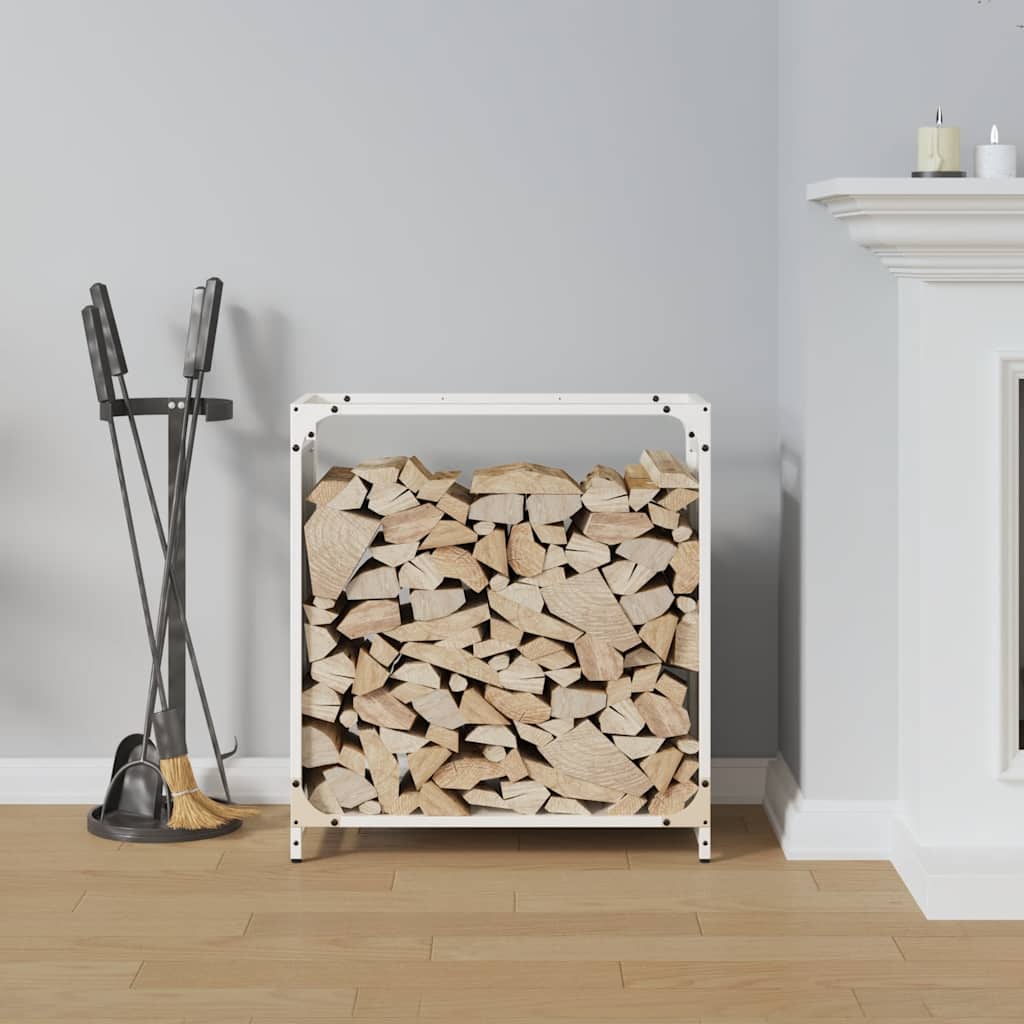 Stalak za drva bijela 60x28x65 cm hladno valjani čelik