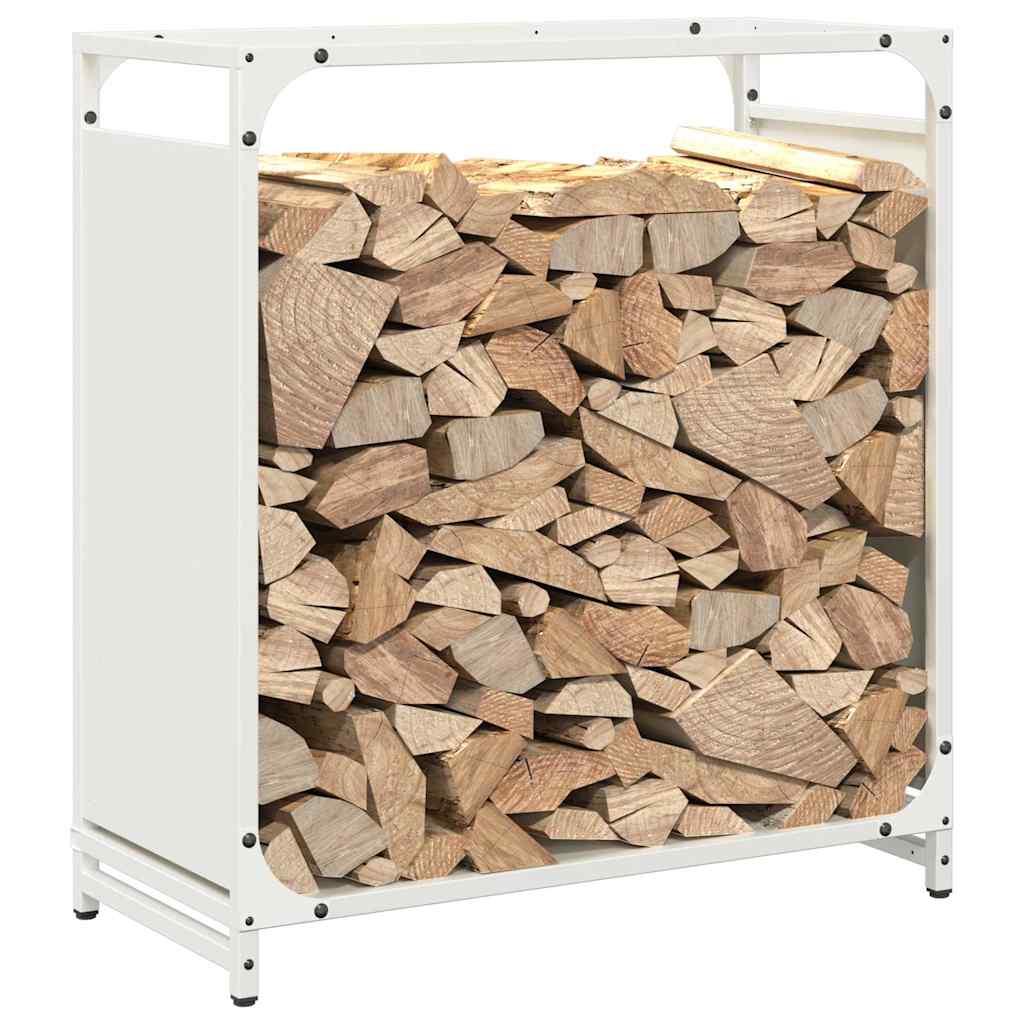 Stalak za drva bijela 60x28x65 cm hladno valjani čelik