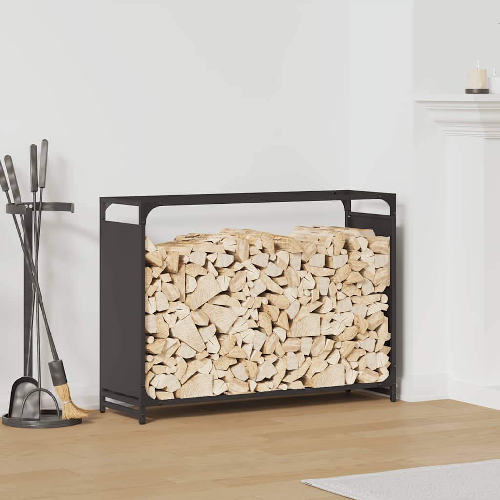 Stalak za drva crni 90x28x65 cm hladno valjani čelik