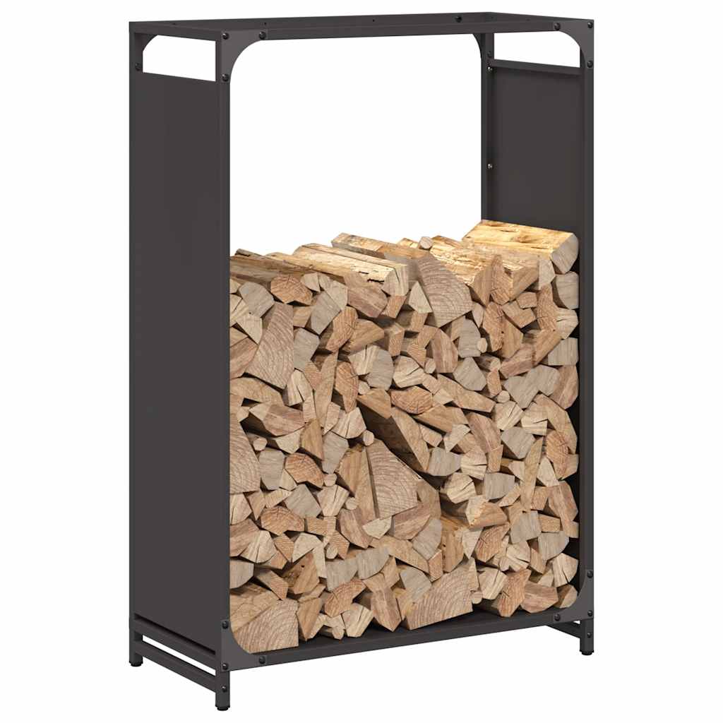 Stalak za drva crni 60x28x90 cm Hladno valjani čelik