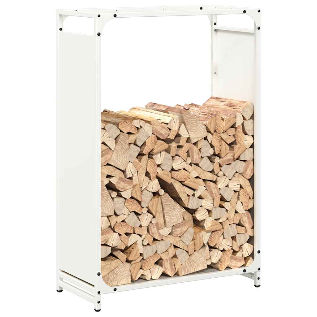 Stalak za drva bijeli 60x28x90 cm Hladno valjani čelik