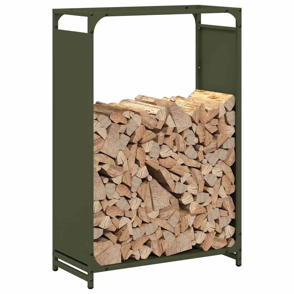 Stalak za drva za ogrjev Maslinasto zelena 60x28x90 cm