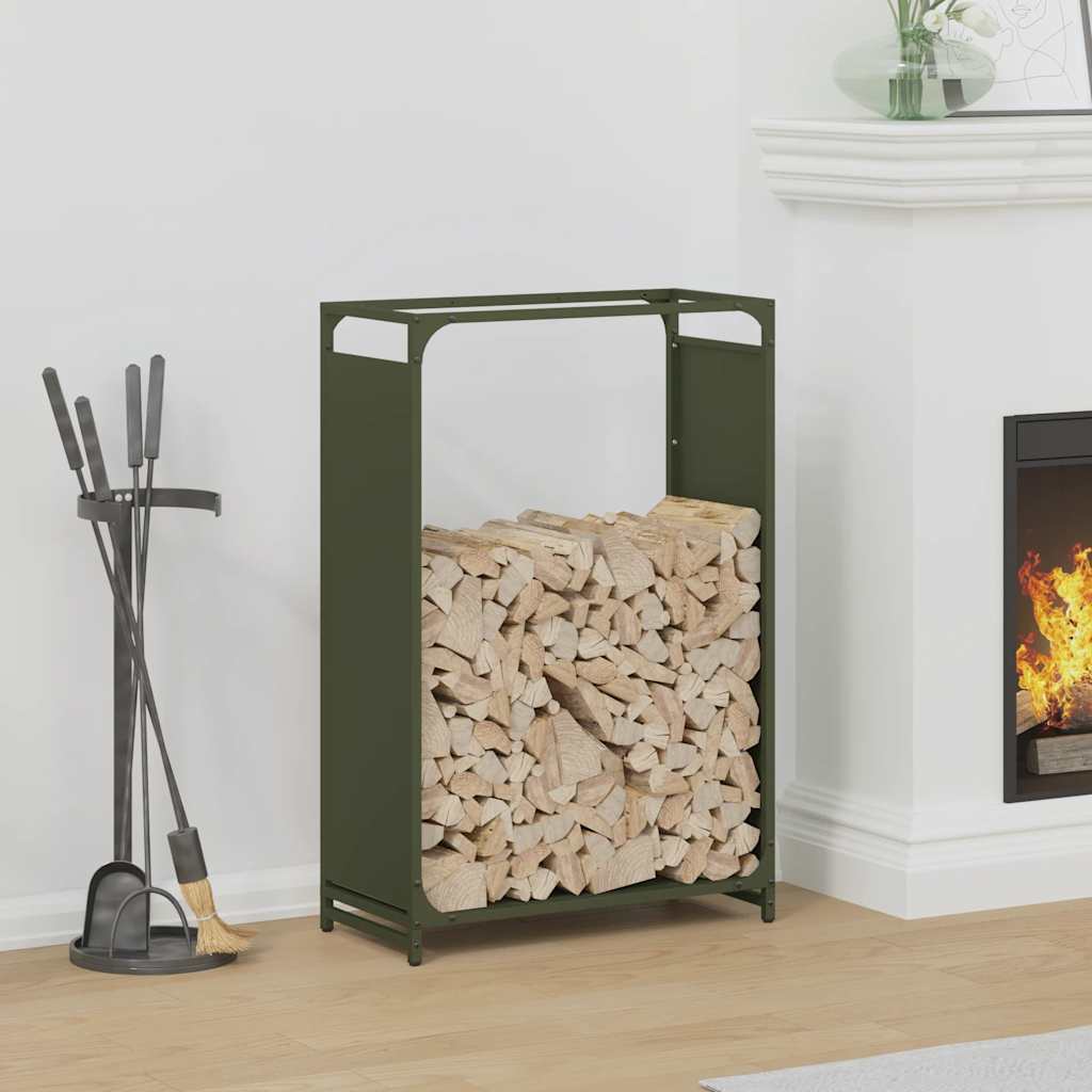 Stalak za drva za ogrjev Maslinasto zelena 60x28x90 cm