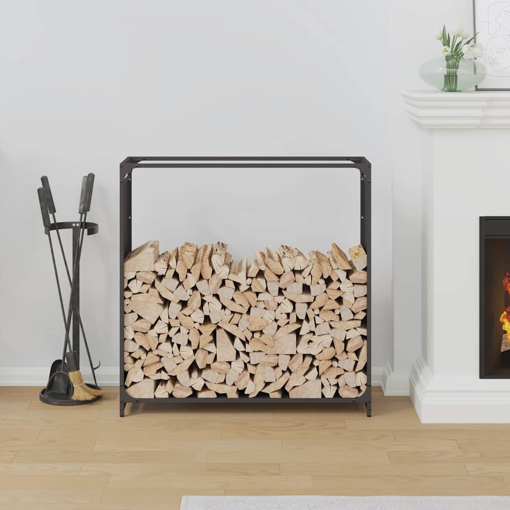 Stalak za drva crni 90x28x90 cm Hladno valjani čelik