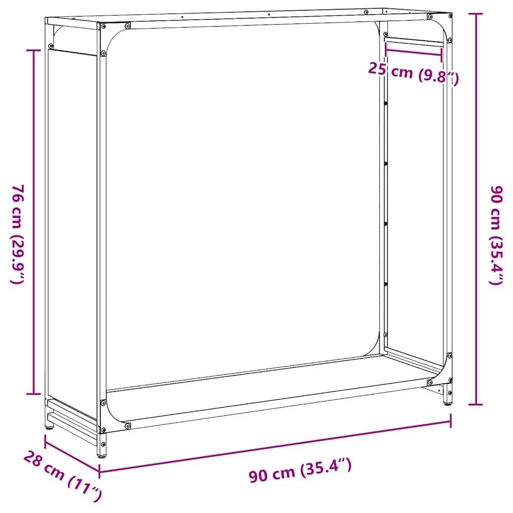 Stalak za drva bijeli 90x28x90 cm Hladno valjani čelik