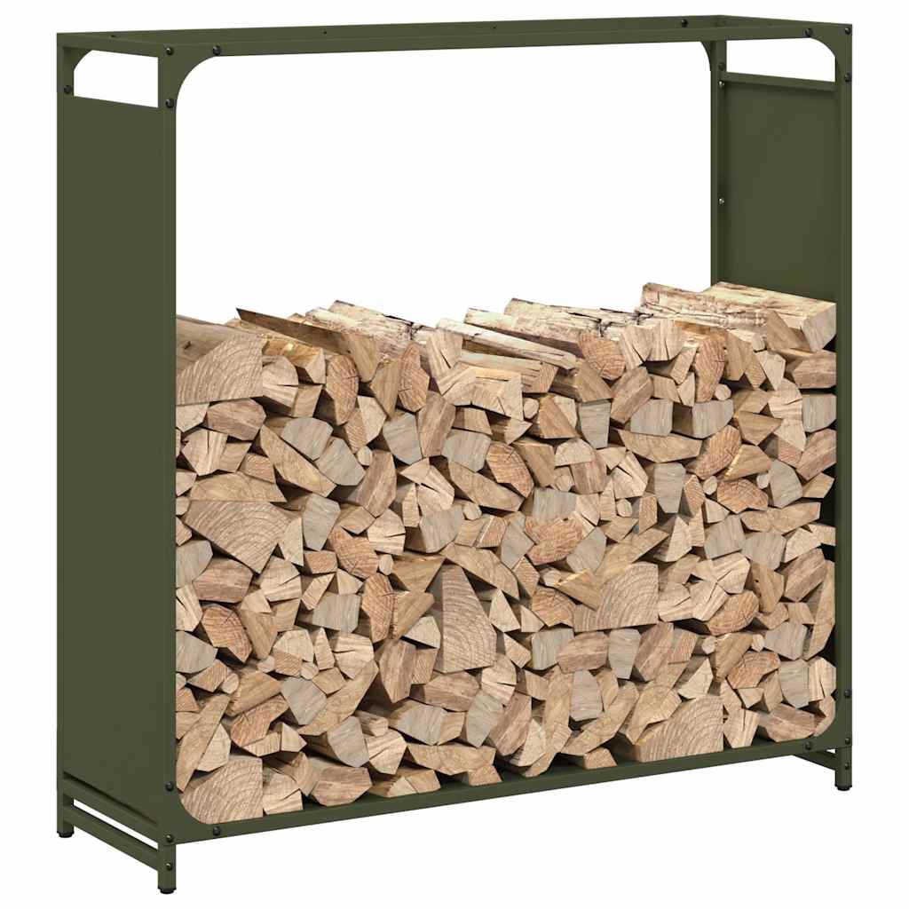 Stalak za drva za ogrjev Maslinasto zelena 90x28x90 cm