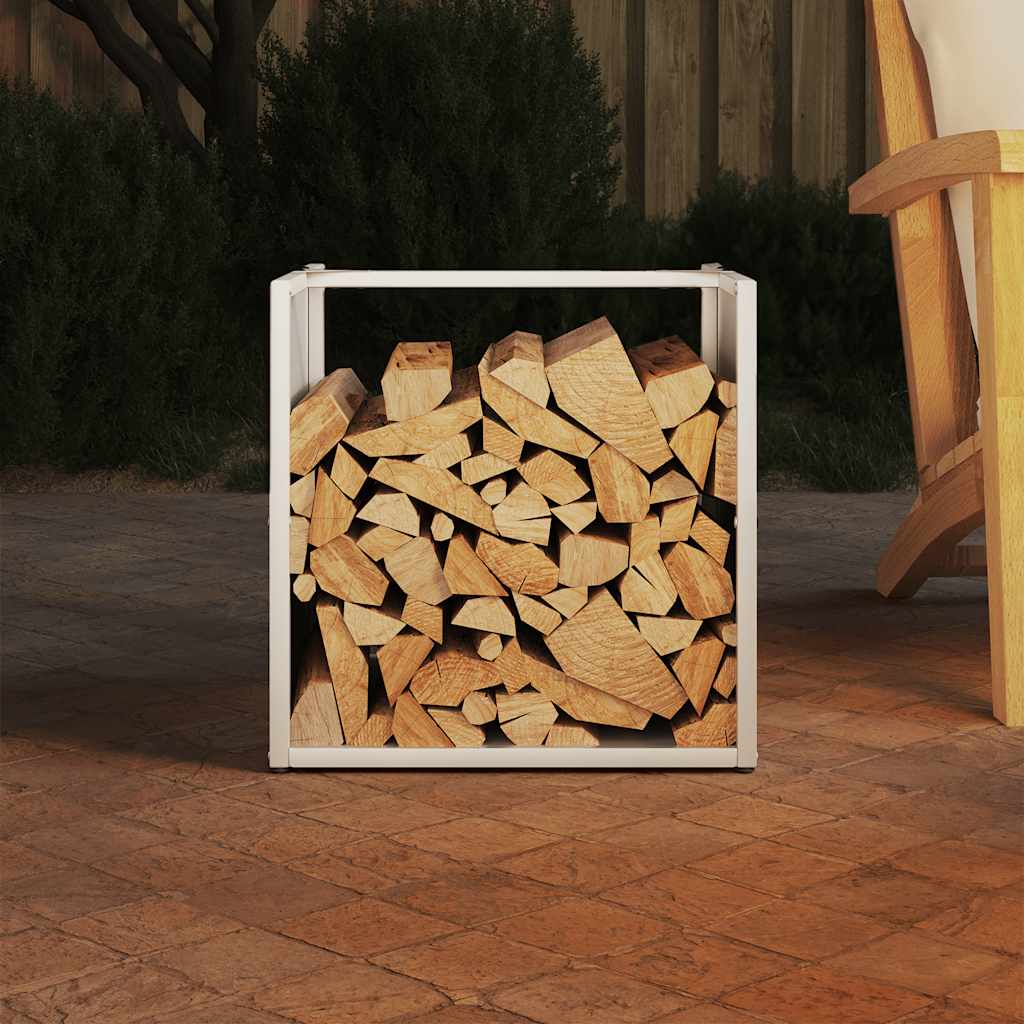 Stalak za drva bijela 40x40x40 cm hladno valjani čelik
