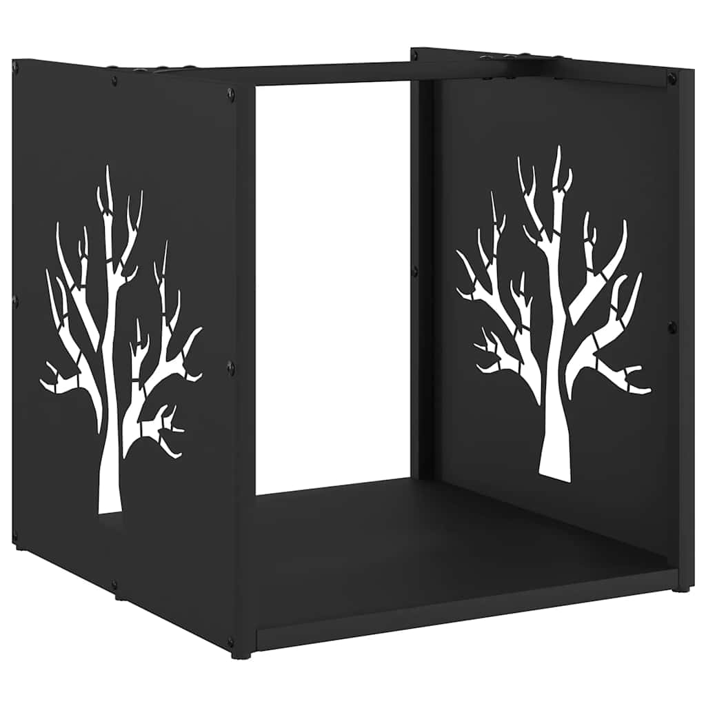 Stalak za drva crni 40x40x40 cm hladno valjani čelik