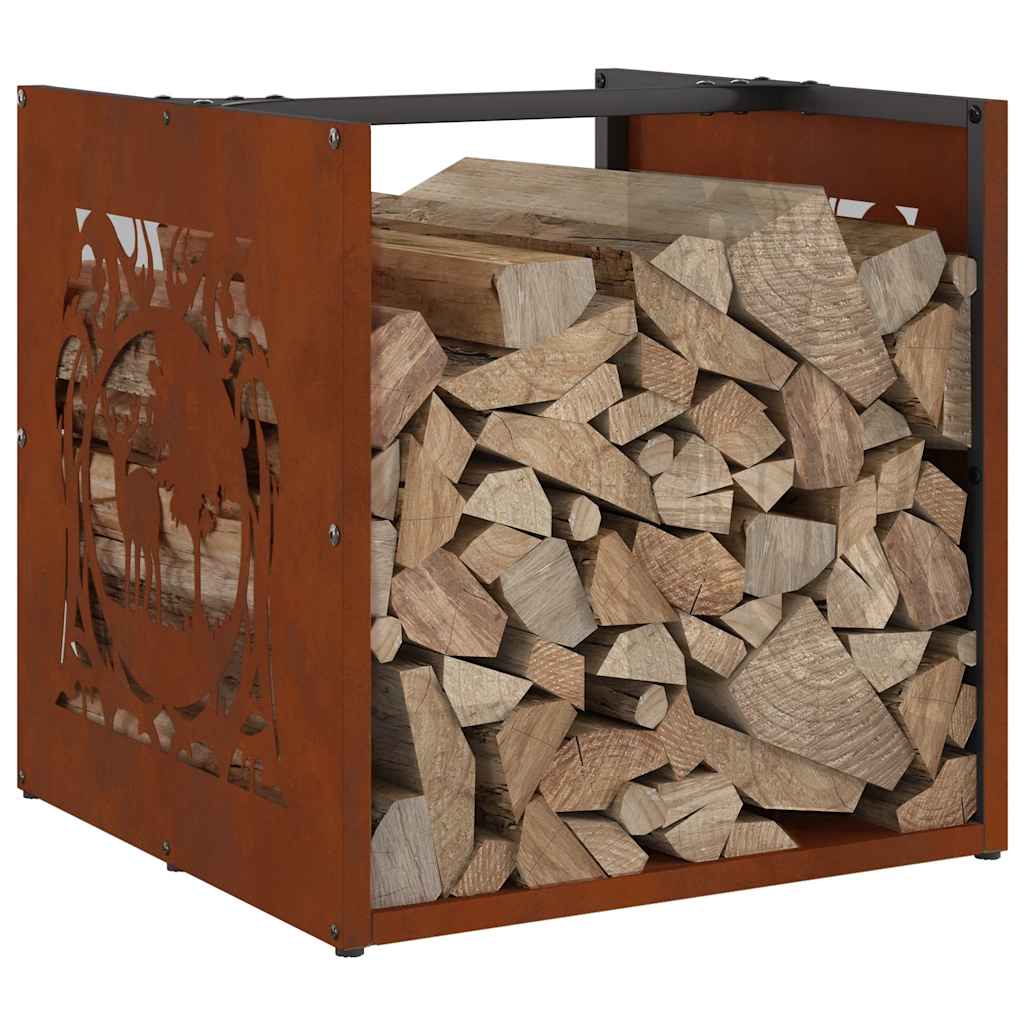 Stalak za drva za ogrjev 40x40x40 cm pohabani čelik