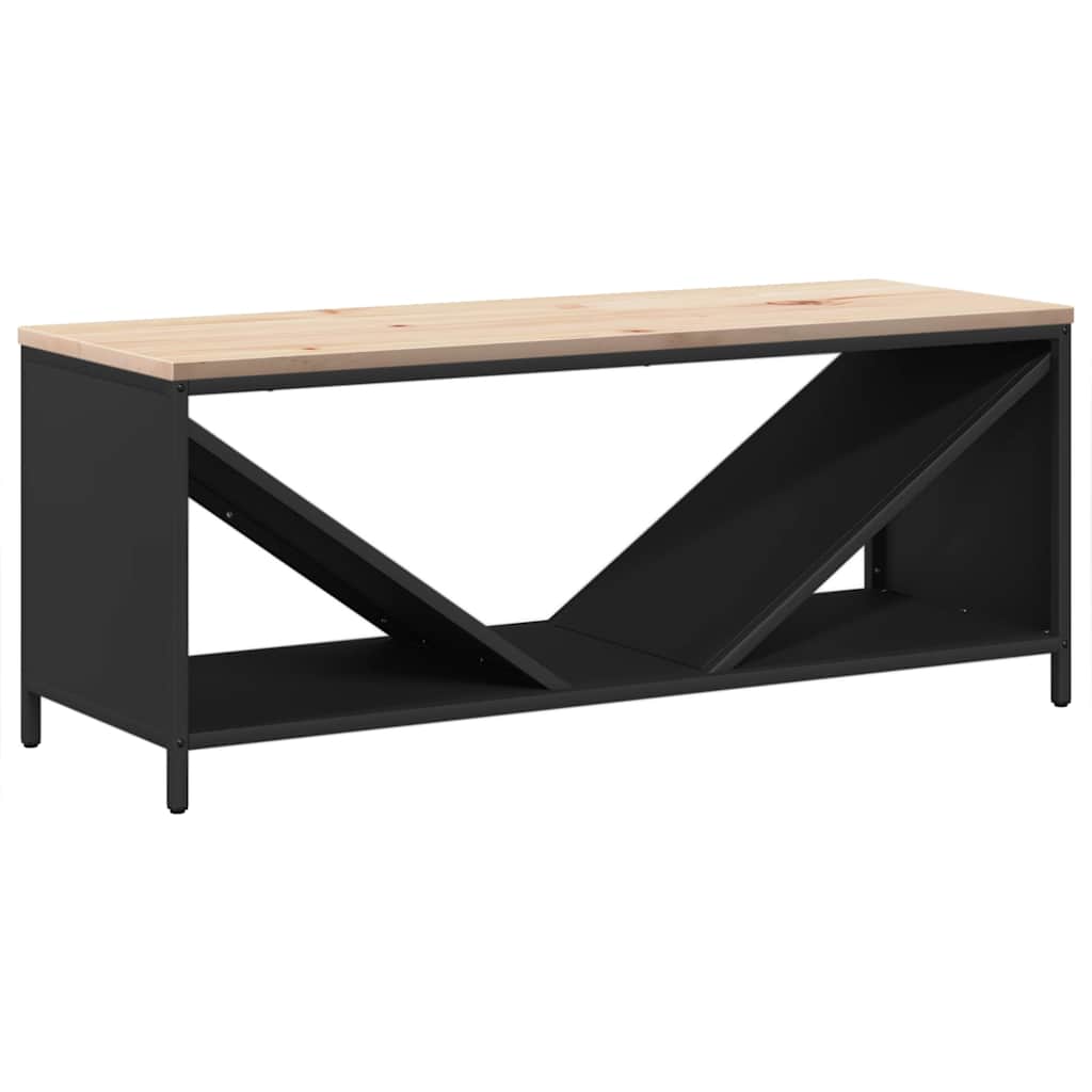 Stalak za drva za ogrjev s drvenim vrhom crni 100,5x35,5x40 cm