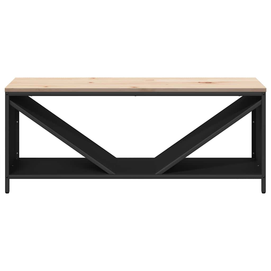 Stalak za drva za ogrjev s drvenim vrhom crni 100,5x35,5x40 cm