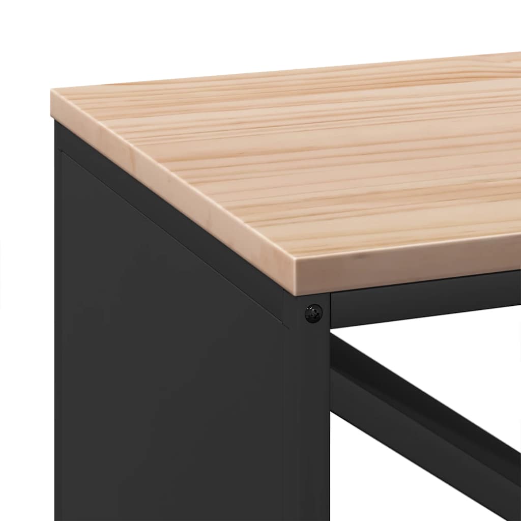 Stalak za drva za ogrjev s drvenim vrhom crni 100,5x35,5x40 cm