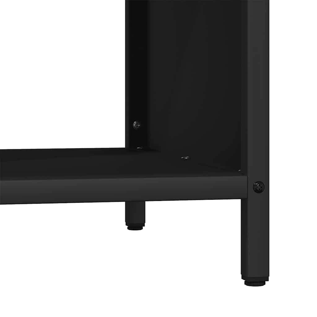 Stalak za drva za ogrjev s drvenim vrhom crni 100,5x35,5x40 cm