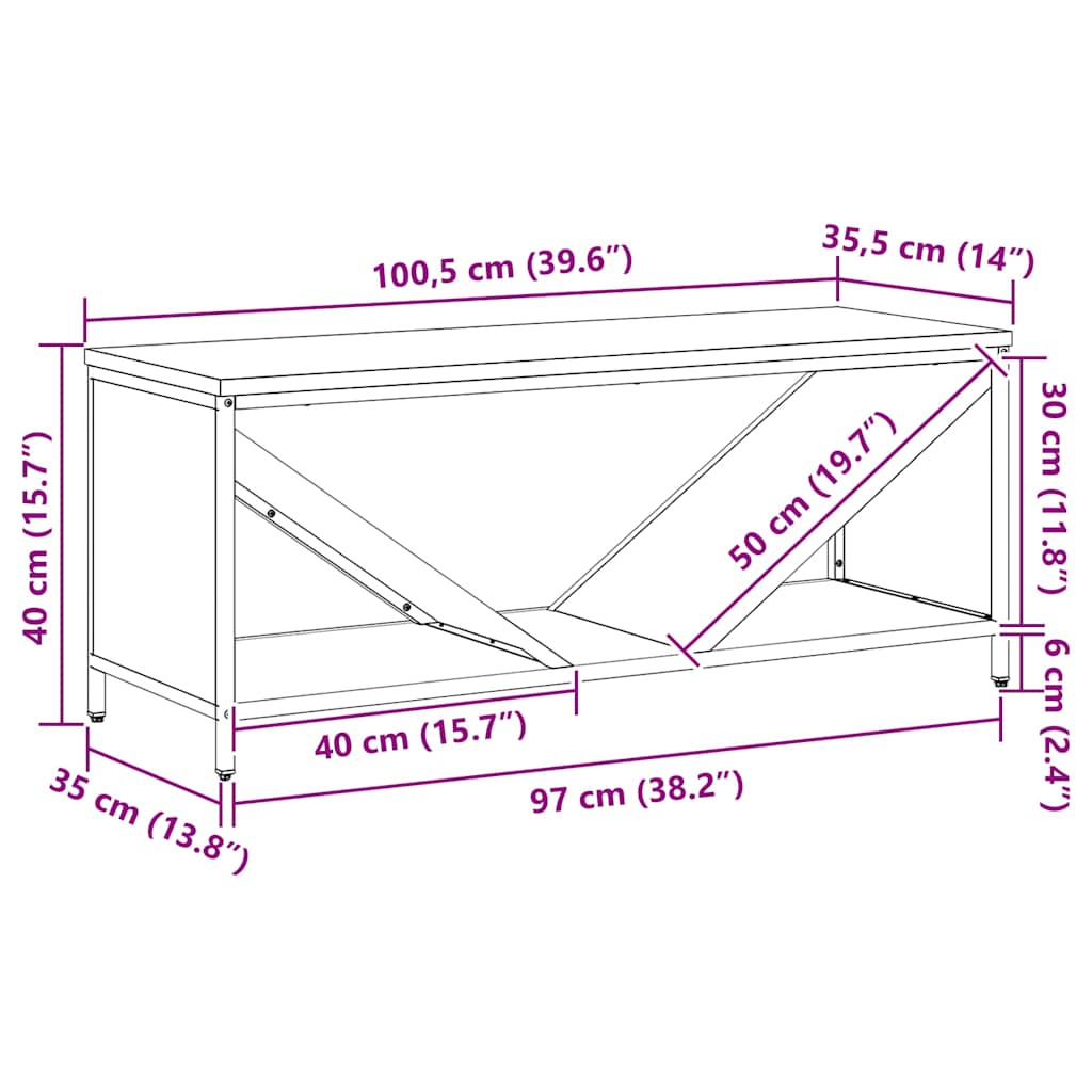 Stalak za drva za ogrjev s drvenim vrhom bijeli 100,5x35,5x40cm