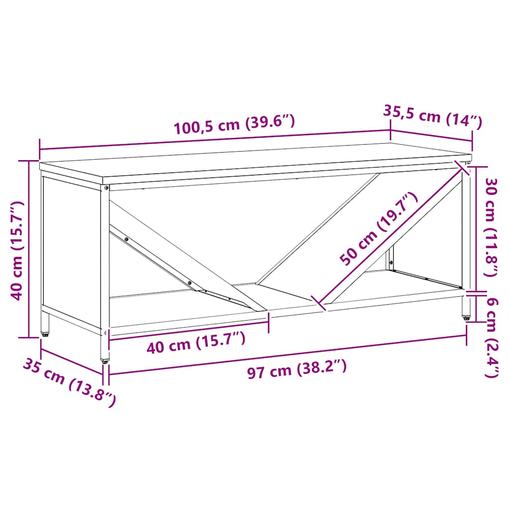 Stalak za drva za ogrjev s drvenim vrhom 100,5x35,5x40 cm