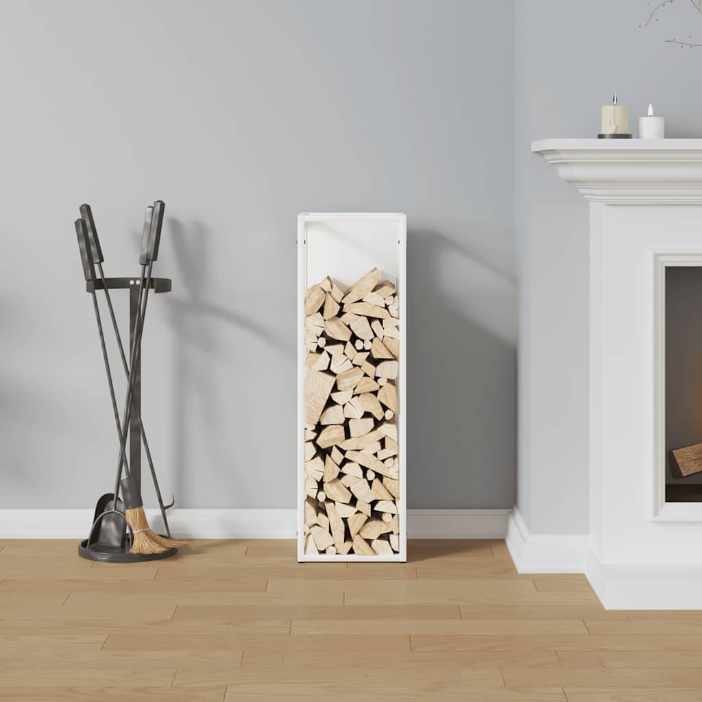 Stalak za drva bijeli 25x25x80 cm Hladno valjani čelik