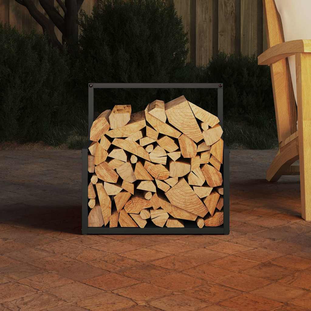 Stalak za drva crni 40x40x40 cm hladno valjani čelik