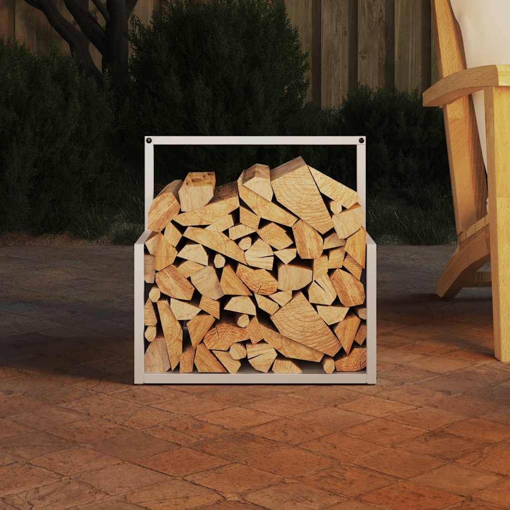 Stalak za drva bijela 40x40x40 cm hladno valjani čelik