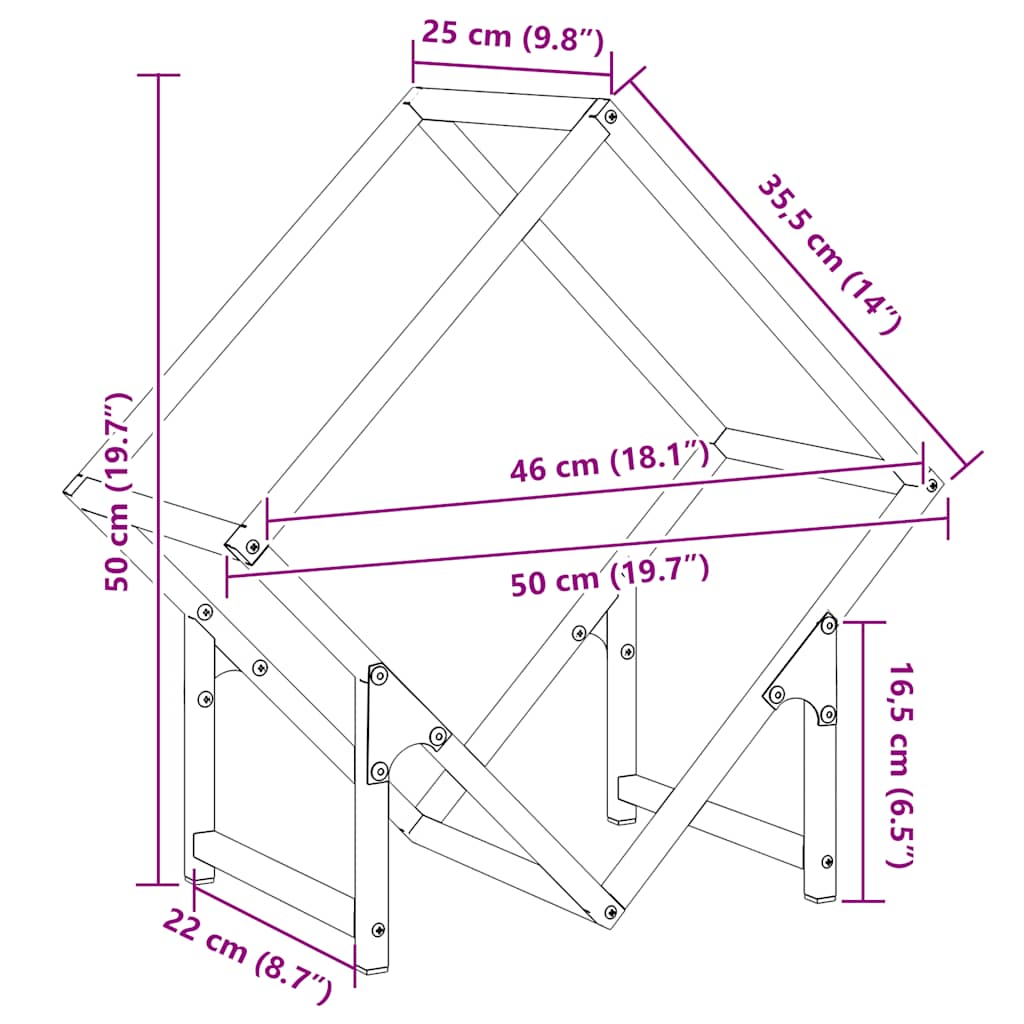 Stalak za drva 50x25x50 cm hladno valjani čelik