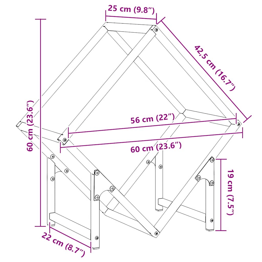 Stalak za drva bijeli 60x25x60 cm Hladno valjani čelik