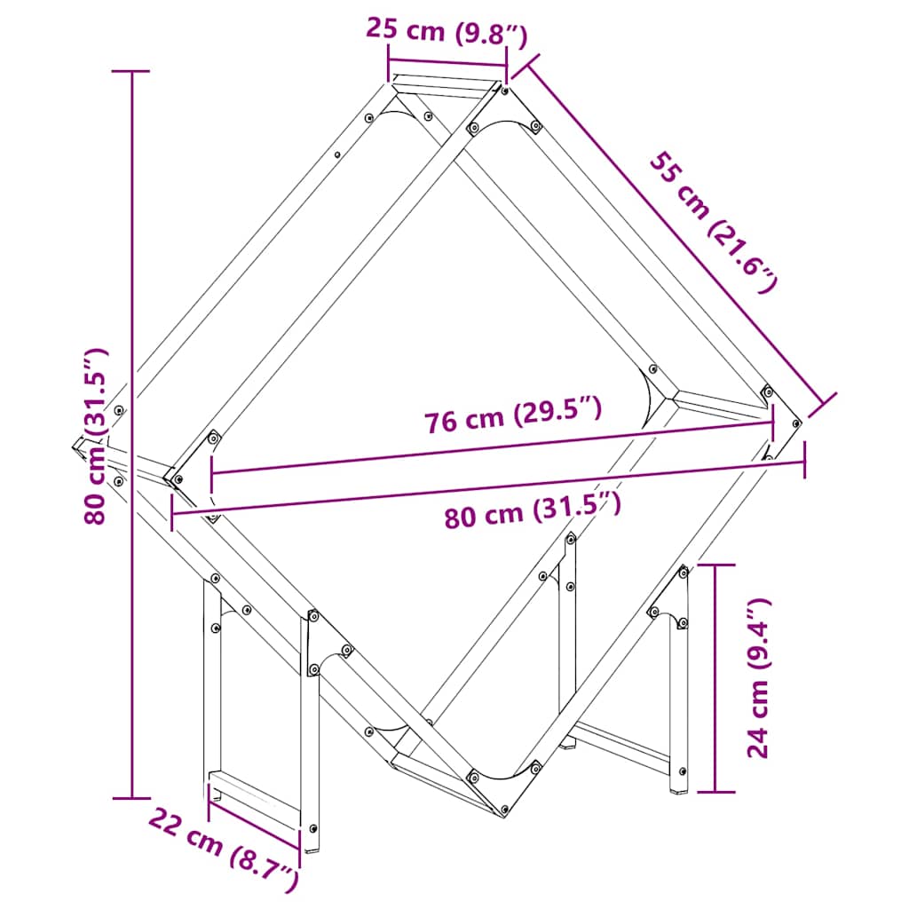 Stalak za drva 80x25x80 cm hladno valjani čelik