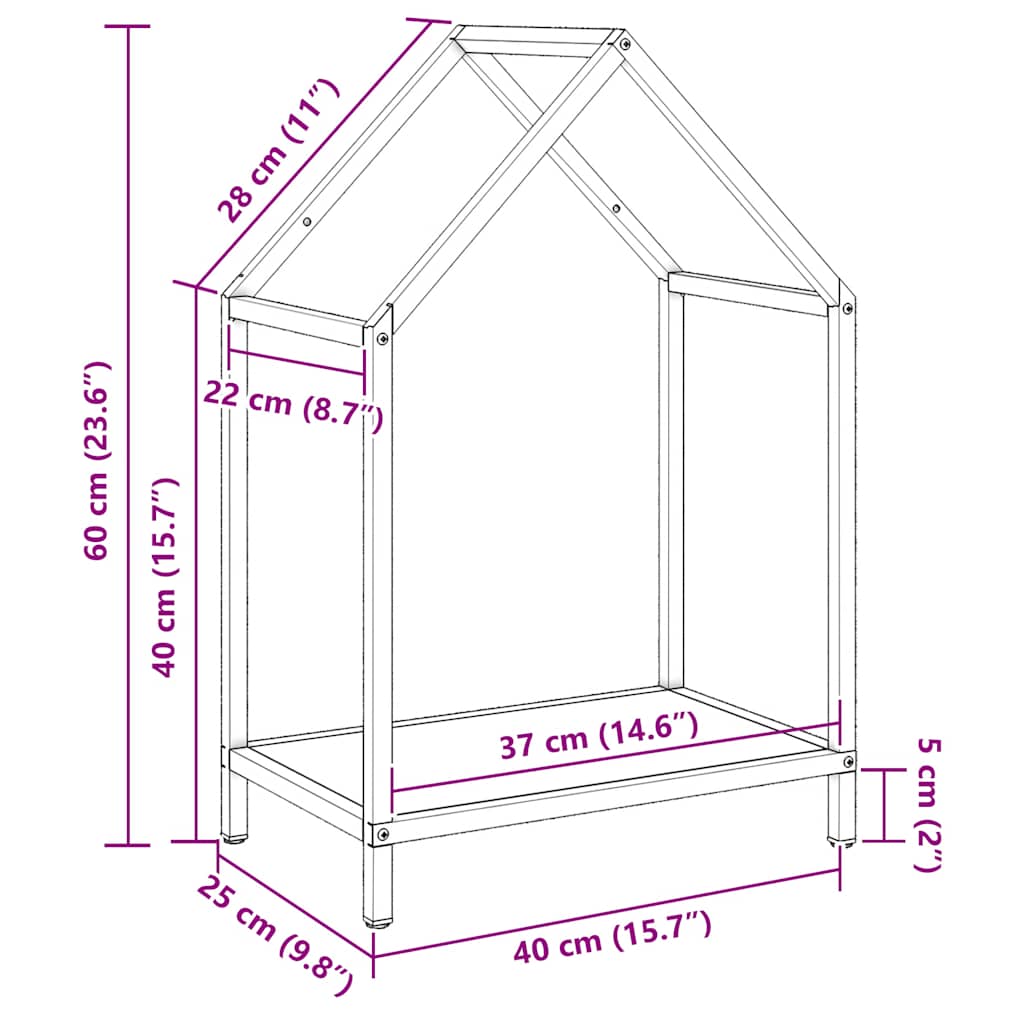 Stalak za drva crni 40x25x60 cm hladno valjani čelik