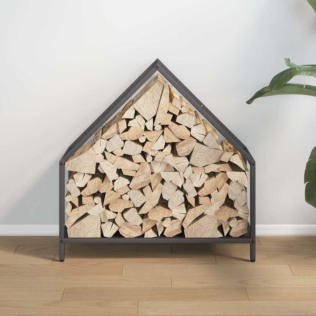 Stalak za drva crni 60x25x60 cm Hladno valjani čelik