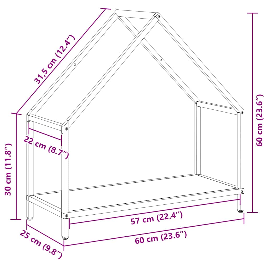 Stalak za drva crni 60x25x60 cm Hladno valjani čelik