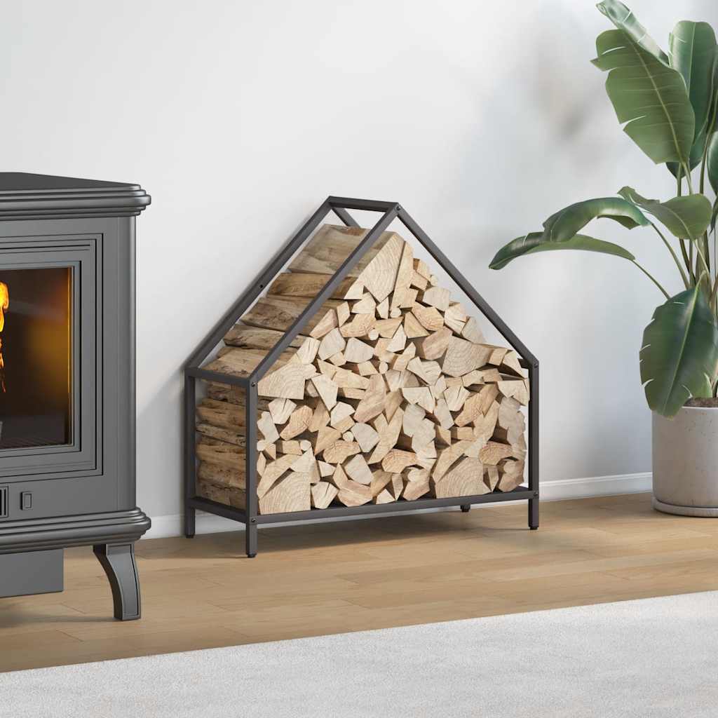 Stalak za drva crni 60x25x60 cm Hladno valjani čelik