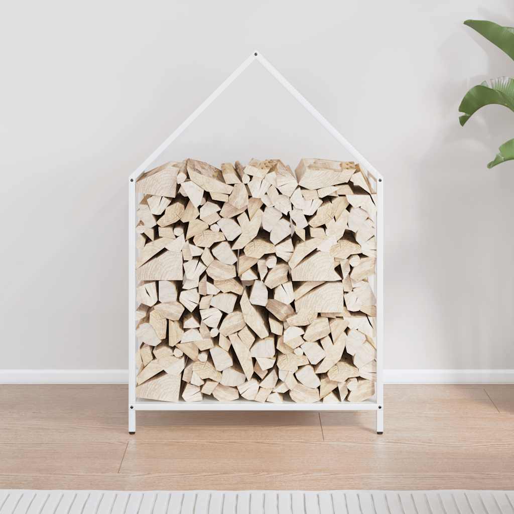 Stalak za drva bijeli 60x25x90 cm hladno valjani čelik