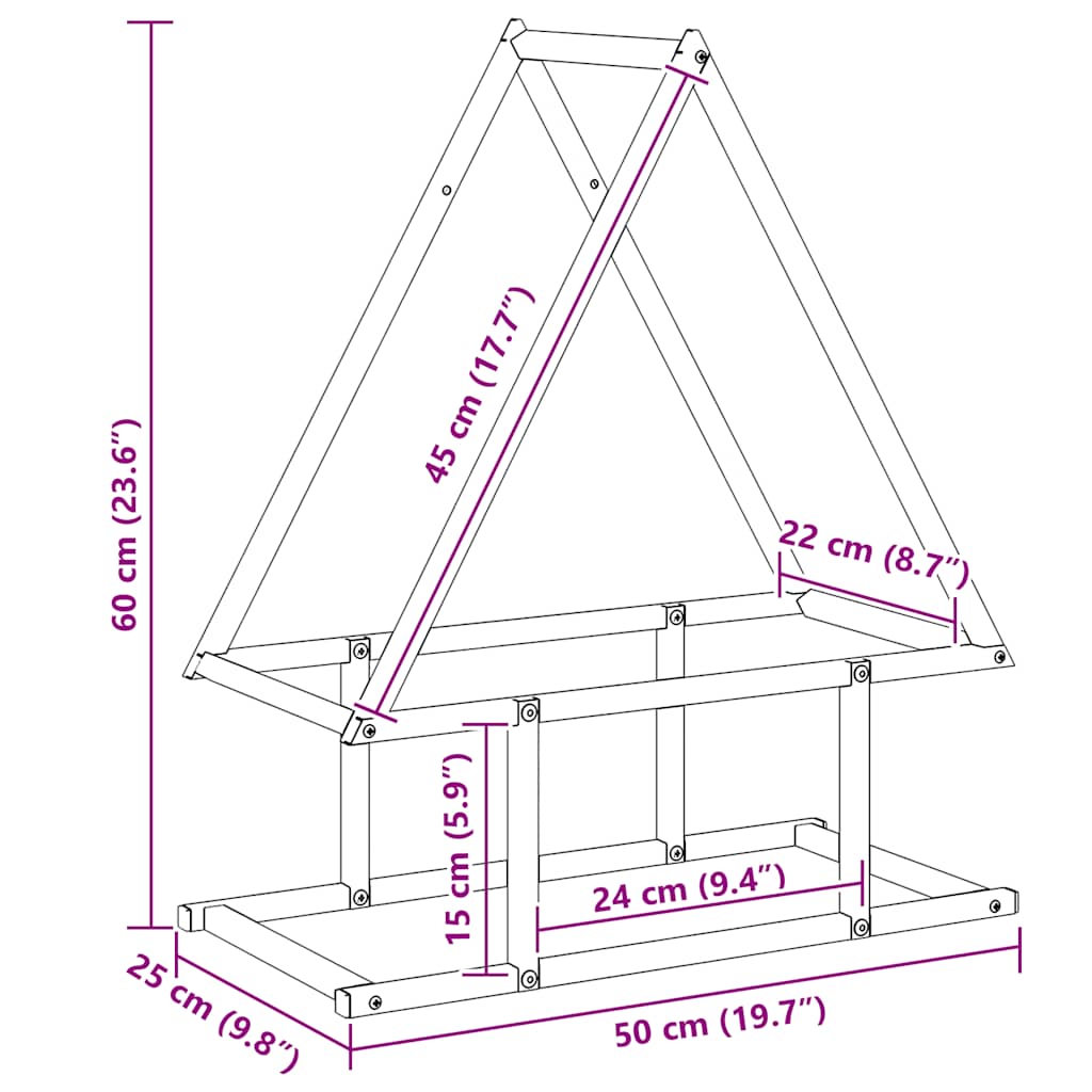 Stalak za drva antracit 50x25x60 cm hladno valjani čelik