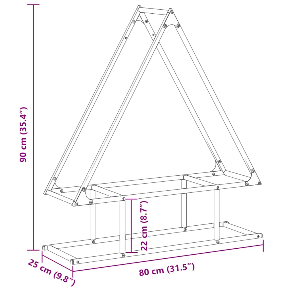Stalak za drva crni 80x25x90 cm hladno valjani čelik