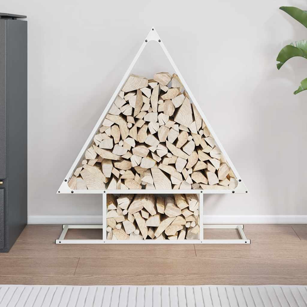 Stalak za drva bijeli 80x25x90 cm hladno valjani čelik